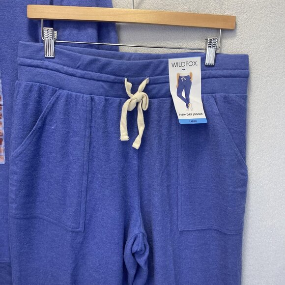 NWT Wildfox Soft Comfy Lounge Set Womens L/XL Blue Sweatshirt Jogger Casual Lot - Picture 3 of 15